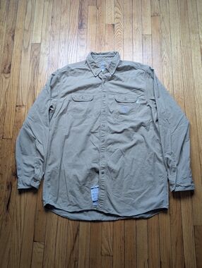 Carhartt Khaki Flame Resistant Shirt Size 2XL Workwear